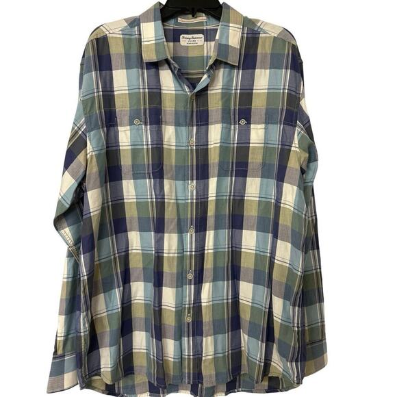 Tommy Bahama Cotton/Tencel Blend Plaid Lightweight Long Sleeve Button Down XL - Picture 1 of 12